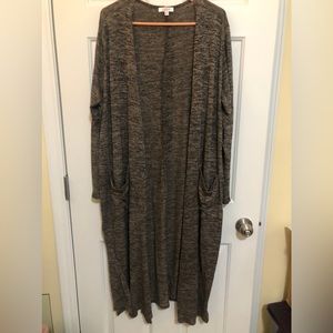 LuLaRoe Sarah Open Front Brown Thin-Knit Cardigan Duster XL
